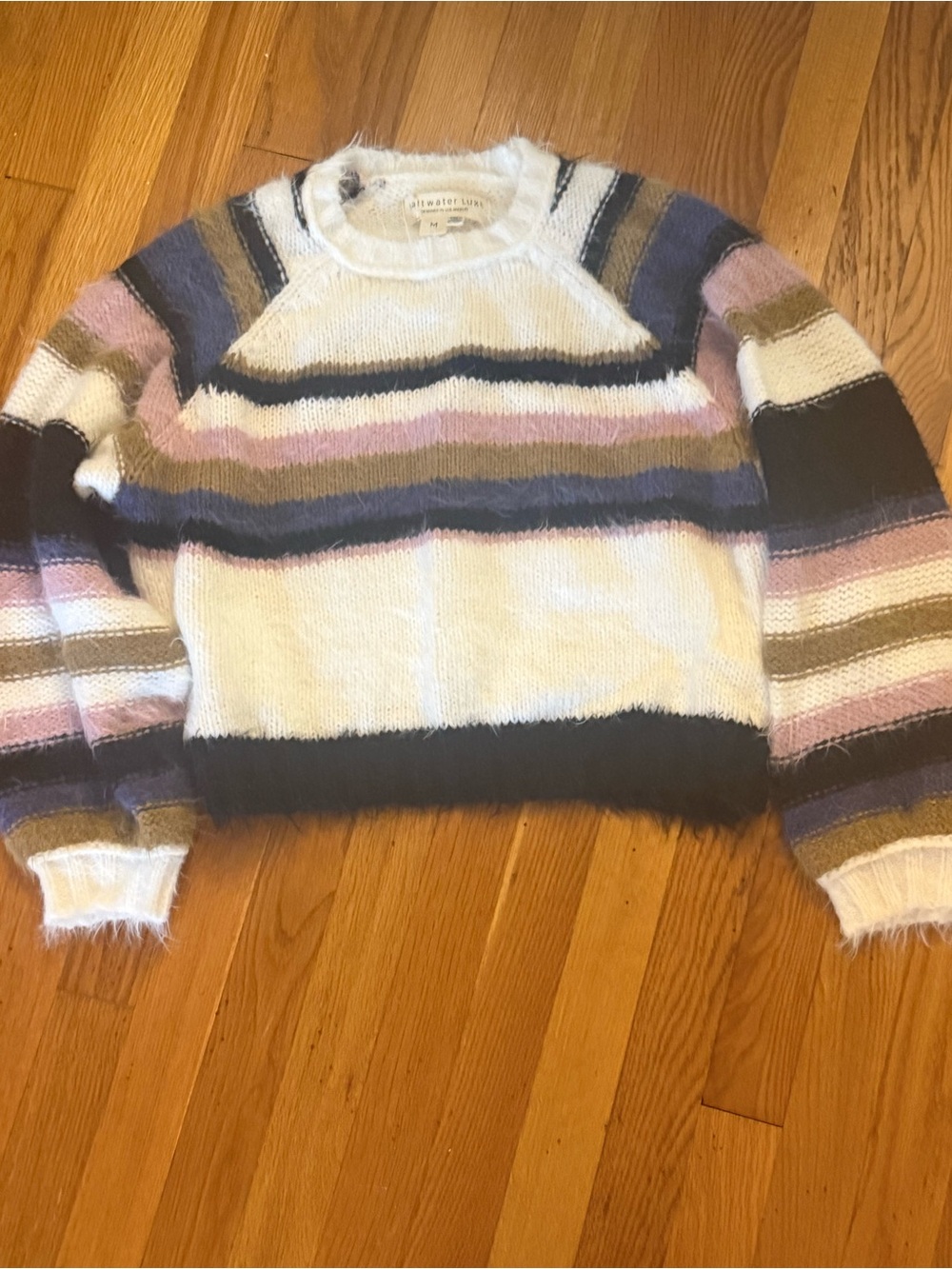 Saltwater Luxe Striped Fuzzy Sweater Size M